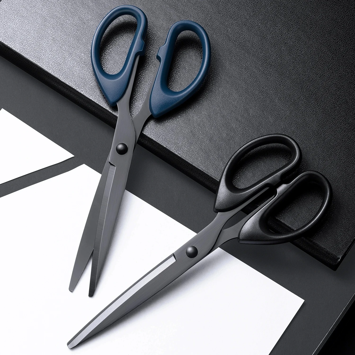 DELI Professional Office Scissors 180mm Heavy Duty Scissors with Black Blade Sharp Stainless Steel Cutting Tool for Paper Craft