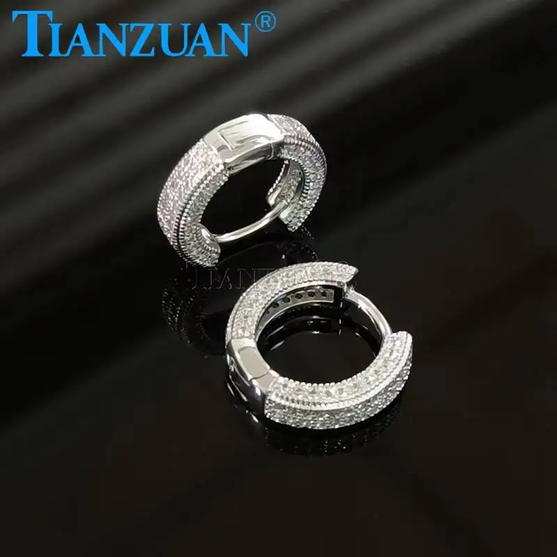 

New Simple Small Hoop Moissanite Earrings 925 Sterling Silver Trend Piercing Earrings for Women Men