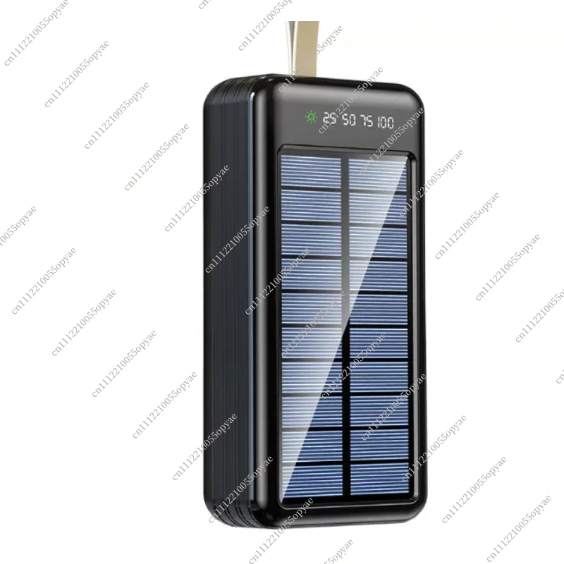 

100000mAh Solar Power Bank Fast Charging Built-in Cable Portable Mobile Power Outdoor Camping Riding Emergency Phone Charger