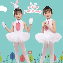 Bunny Children's Costume Rabbit Performance Wear Girls White Ballet Pettiskirt Children's Dancing Dress Outfits Ballet dress
