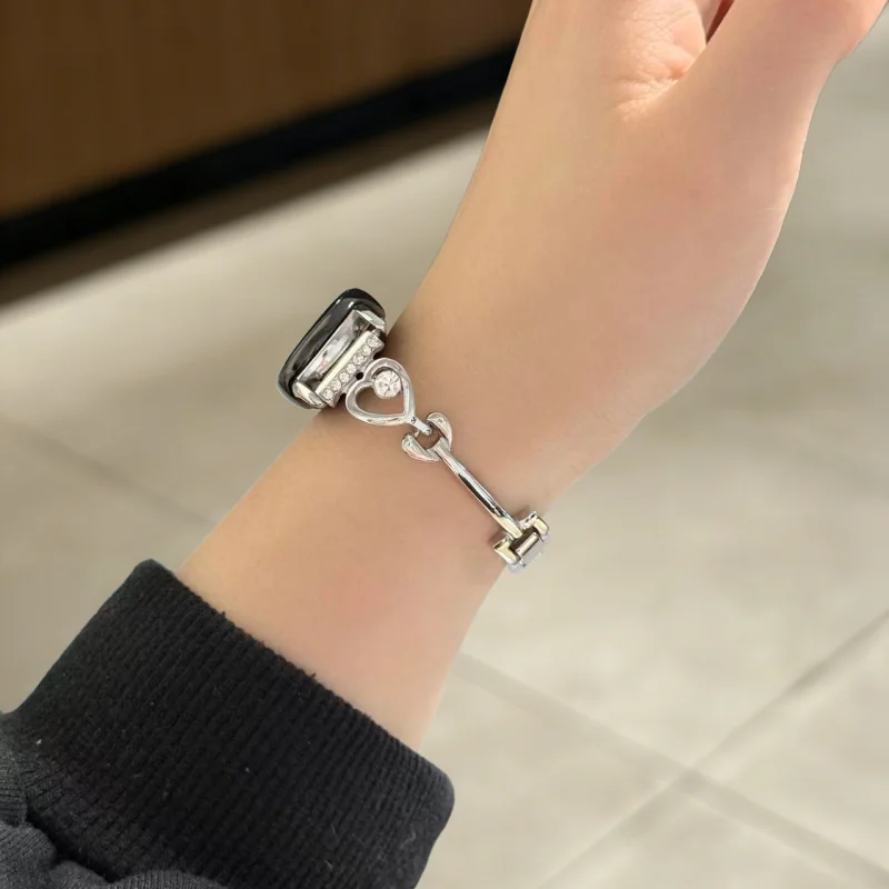 Love Sparkling Diamond Metal Strap Suitable Xiaomi Band 8Pro/9Pro, For Mi Band 3/4/5/6/7, 8/8NFC/9/9NFC/10/10NFC, For Redmi Watc view 3