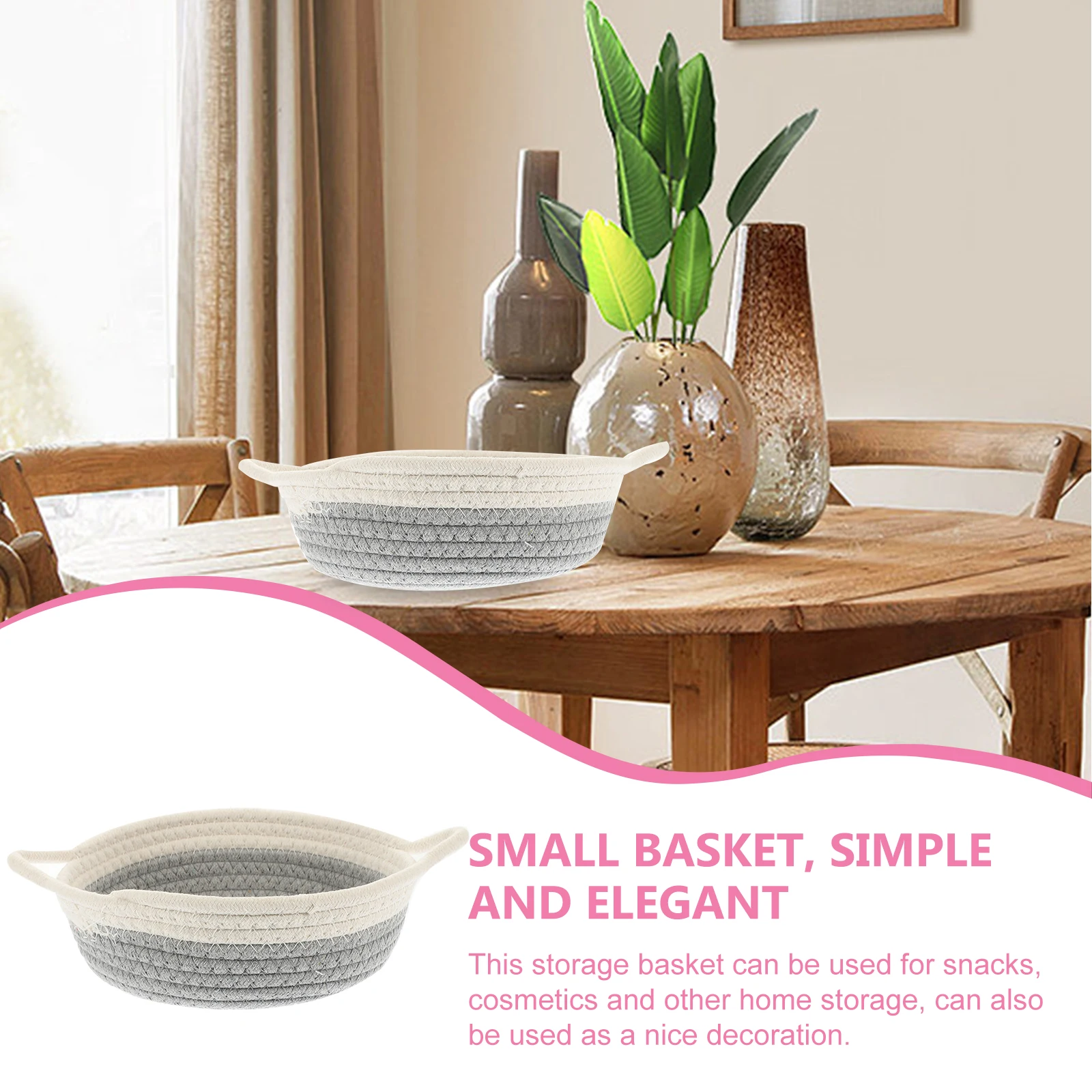

Modern Style Cotton Rope Multi-Purpose Basket For Home Bedroom Desktop Decorative Woven Basket Cotton Rope Storage Baskets Woven