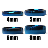 Simple 4mm 5mm 6mm 8mm Stainless Steel Women's Jewelry Retro Style Blue Color Wedding Band Rings For Women Male