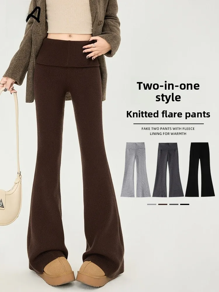 

Женские леггинсы для йоги с высокой талией, утягивающие, эластичные, вязаные, расклешенные, повседневные, для активного отдыха, из полиэфирного волокна, мягкие, удобные, дышащие