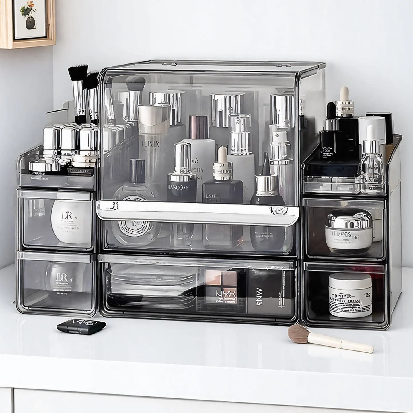 

Cosmetic storage box desktop high-quality dressing table large capacity lipstick finishing rack skin care products dustproof sto