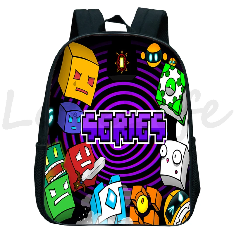 Angry Geometry Dash Backpack for Kids Kindergarten Bookbags Children Daily School Bags Cartoon Rucksack Boys Girls Mochila