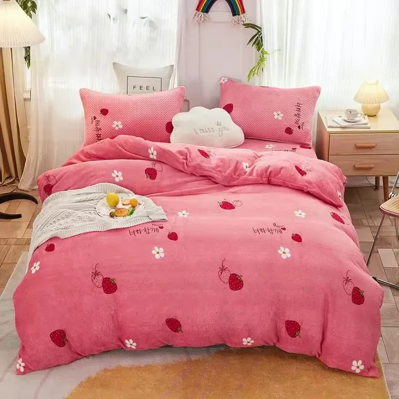 

100% Polyester Flannel Duvet Cover Winter Extra Thick Single Piece Coral Velvet Warm Duvet Cover Double Comforter Double Soft