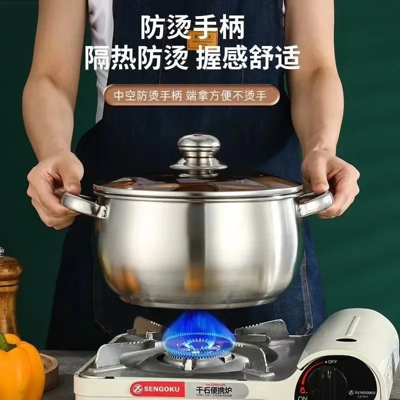 Non Magnetic Stainless Steel Pot, Double Ear Soup Pot, 24CM Thickened Induction Cooker, Pearl Soup Pot Pots for Cooking