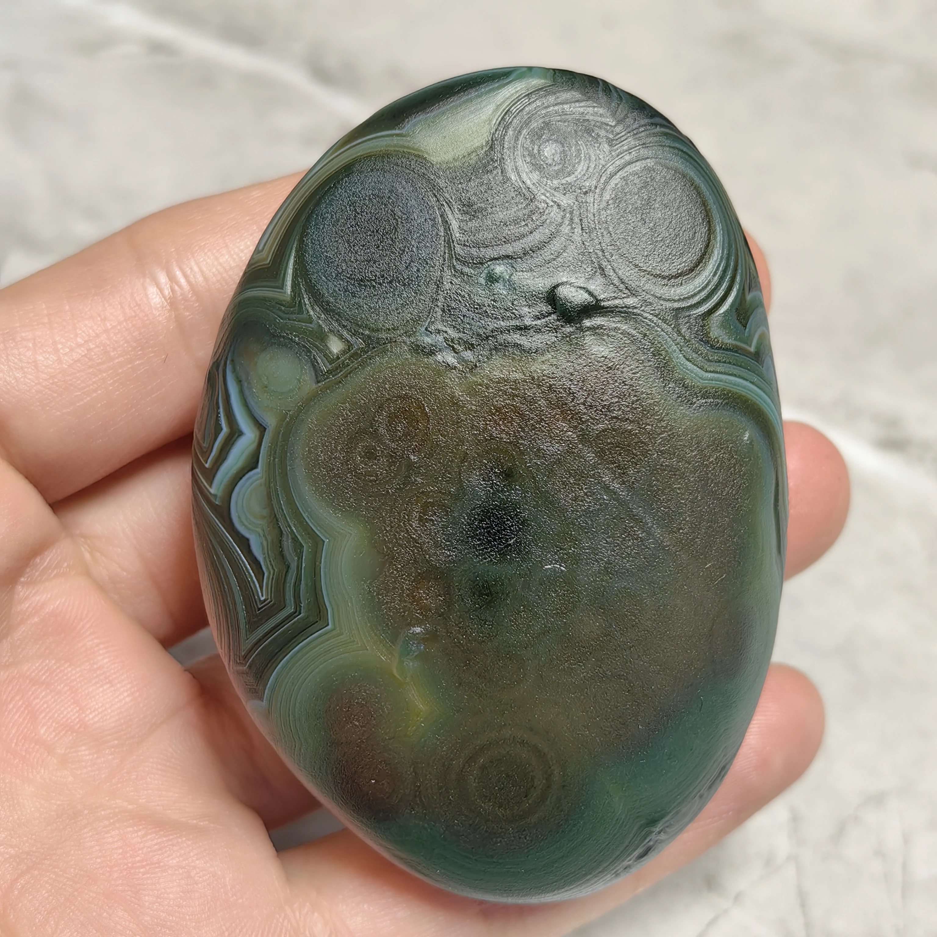 Pure Natural Haut-relief Divine Eyes Agate Gobi Rough Stone Palm Stones Mineral Specimen Good Luck Stress Relief Home Decoration