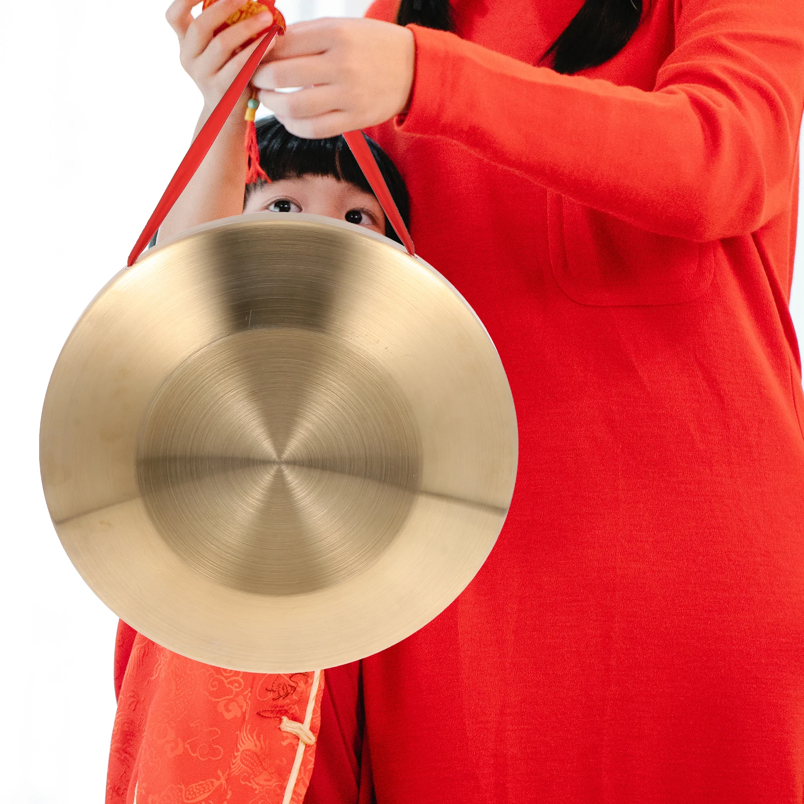 

1 set 1 Set Chinese Gong Hand Hammer Percussion Instrument Copper Cymbal For Company Opening Opera Music Training Kids Red Drum