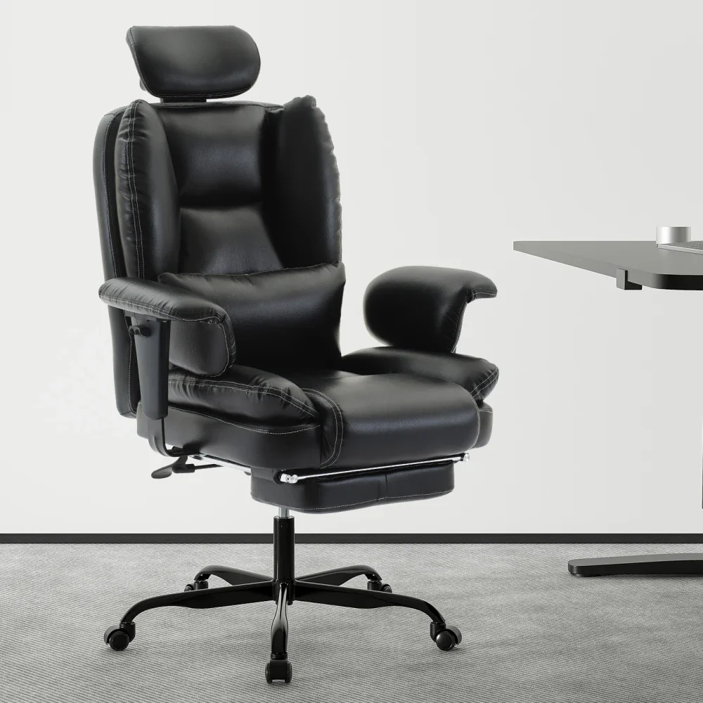 American style Ergonomic PU Leather Office Chairs With Lumbar Office Chairs Support And High Backrest Sillas Gamer Furniture
