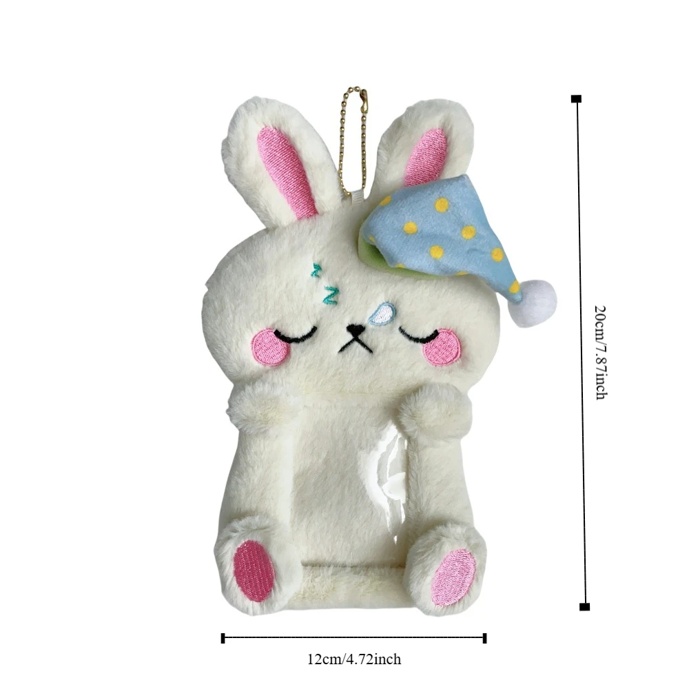 Cute Rabbit Card Protector Cartoon PVC Idol Photo Holder ID Protection Set Slide Cover Card Bag Plush Card Holder Album