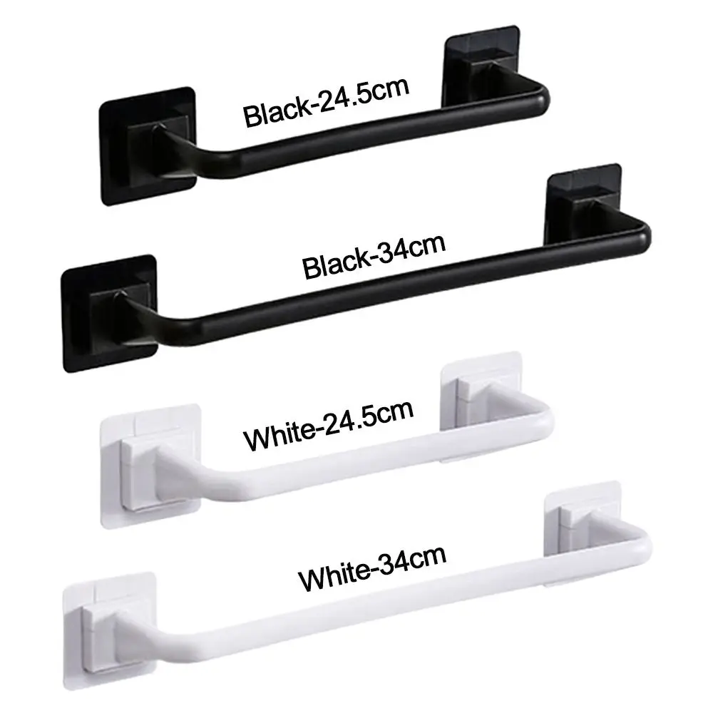Kitchen Bathroom Wall Bath Towel Holder Rail Rack Self Adhesive Towel Rod Bar Portable Useful Household Gadget