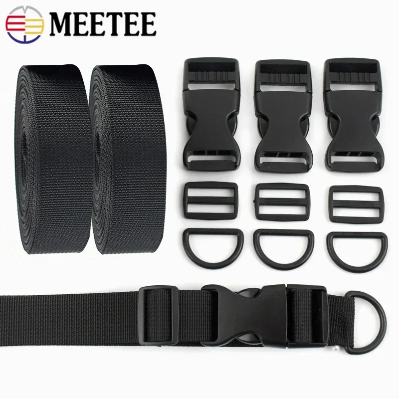 2/5/10Set 25mm Plastic Buckles Nylon Webbing Release Buckle Tri-Glide Sliders D Ring Adjust Clasp Bag Strap Repair Accessories