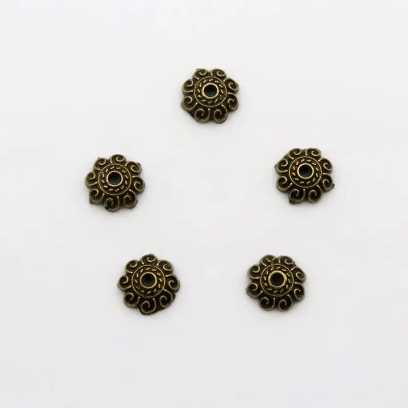 100Pcs 8x2.5mm Crimp Flower Retro Sun Sparer Loose End Beads Caps for Jewelry Making Finding Diy Accessories Component Wholesale