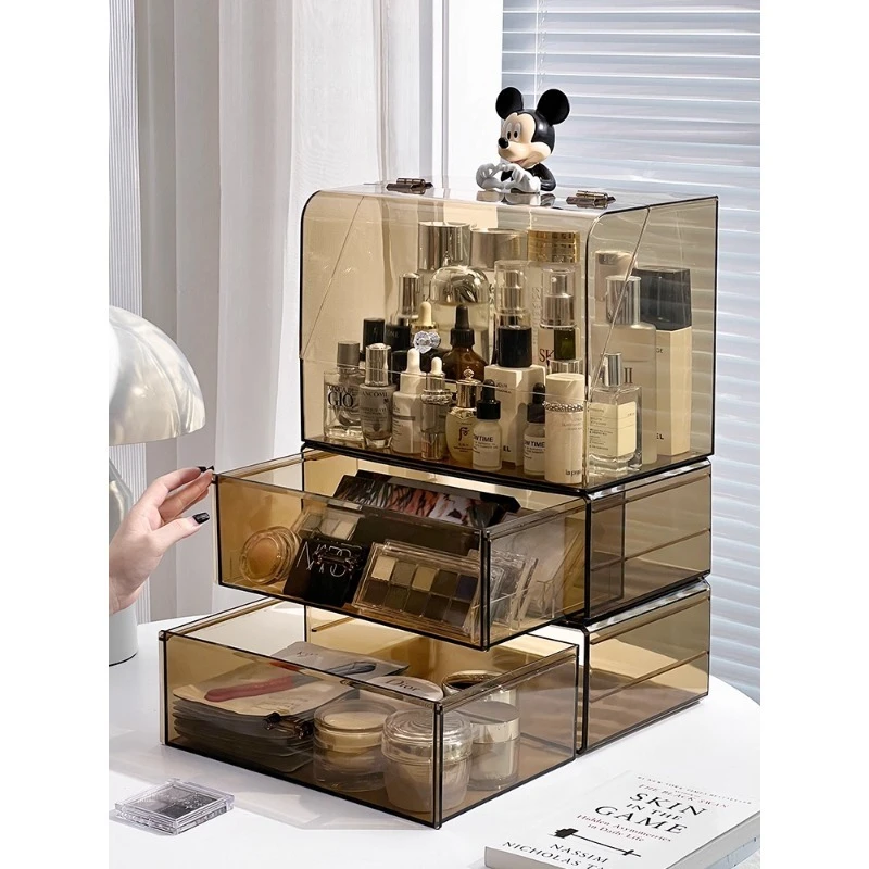 

Cosmetics Storage Box Desktop Acrylic Transparent Skin Care Products Drawer Box Premium Dresser Lipstick Shelf