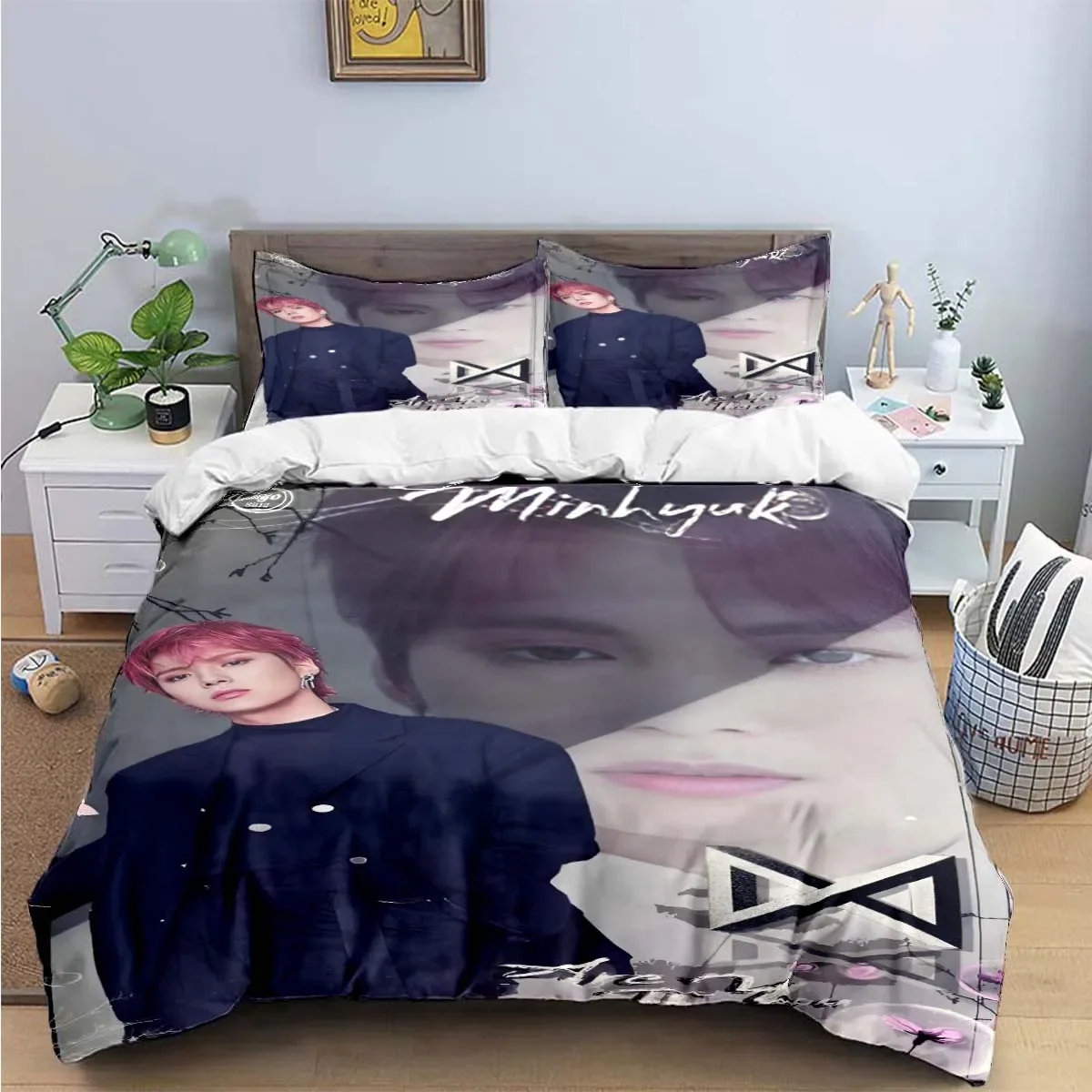 Hot Fashion K-POP Singer M-MONSTAS X Bedding Sets Exquisite Bed Supplies Set Duvet Cover Bed Comforter Set Bedding Set Kids Gift