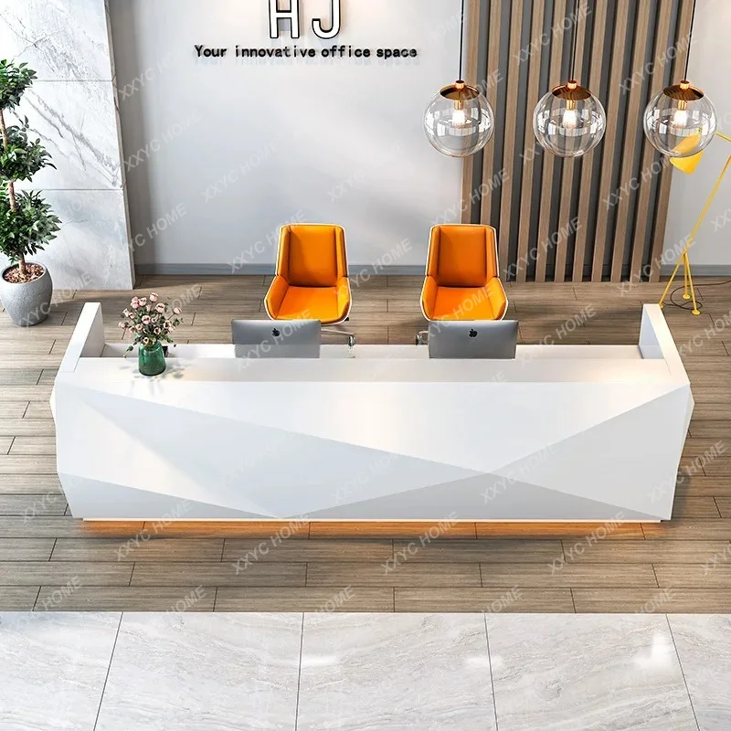 

L White paint front desk reception desk simple modern company welcome consultation beauty salon bar hotel checkout page