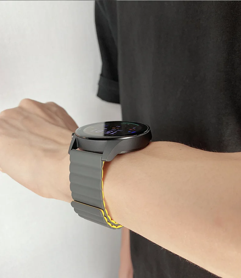 المغناطيسي سيليكون حزام الساعات ل شاومي ساعة S2 S1 برو نشط/color2 حزام استبدال سوار لهواوي ساعة GT3 برو 46 مللي متر