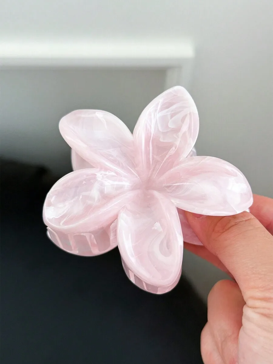 Lightweight Pearlescent Plumeria Flower Hair Claw Clip
