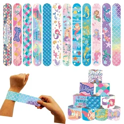 12pcs Little Mermaid Slap Bracelets Set Girls Gift Under The Sea Shell Bracelets Happy Kids Mermaid Theme Bithday Party Favors