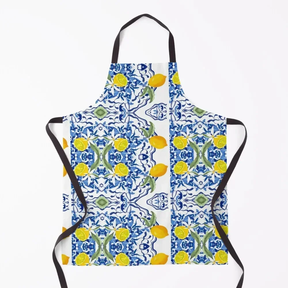 

Citrus,Sicilian style summer decor pattern Apron Kitchen New 2022 Year Chef Uniform For Men Kitchen And Household Goods Apron