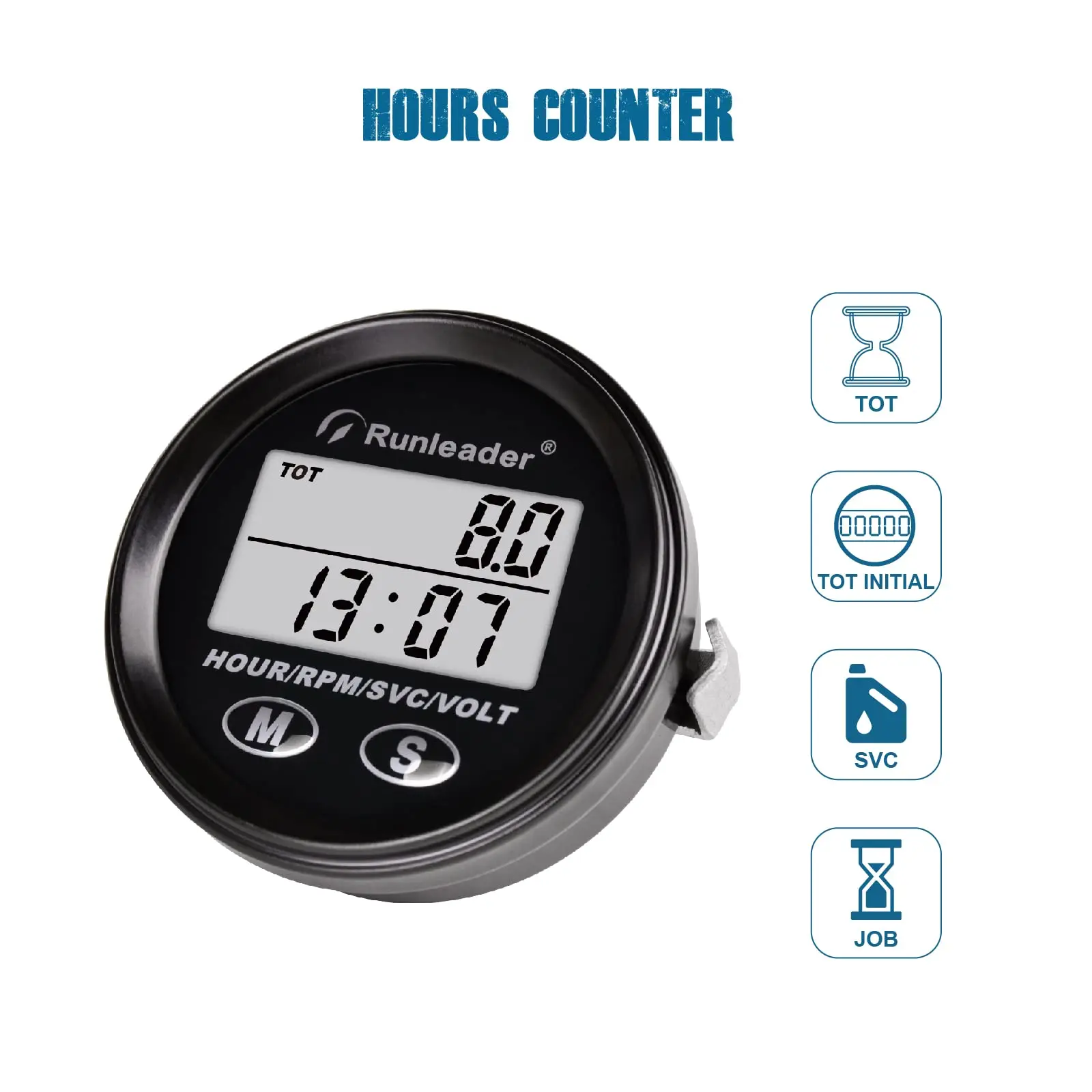 Digital Tach/Hour Meter,DC8V to 65V Volt Meter Gauge,Maintenance Track,Backlights Display for Small Gas Engine, Works on Lawn