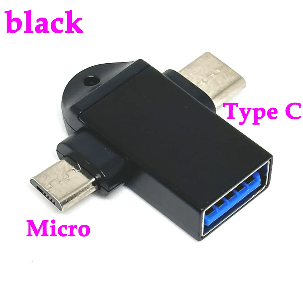 

Кабель-адаптер OTG 2 в 1 с разъемом Micro Usb Type-C на Usb 3,0