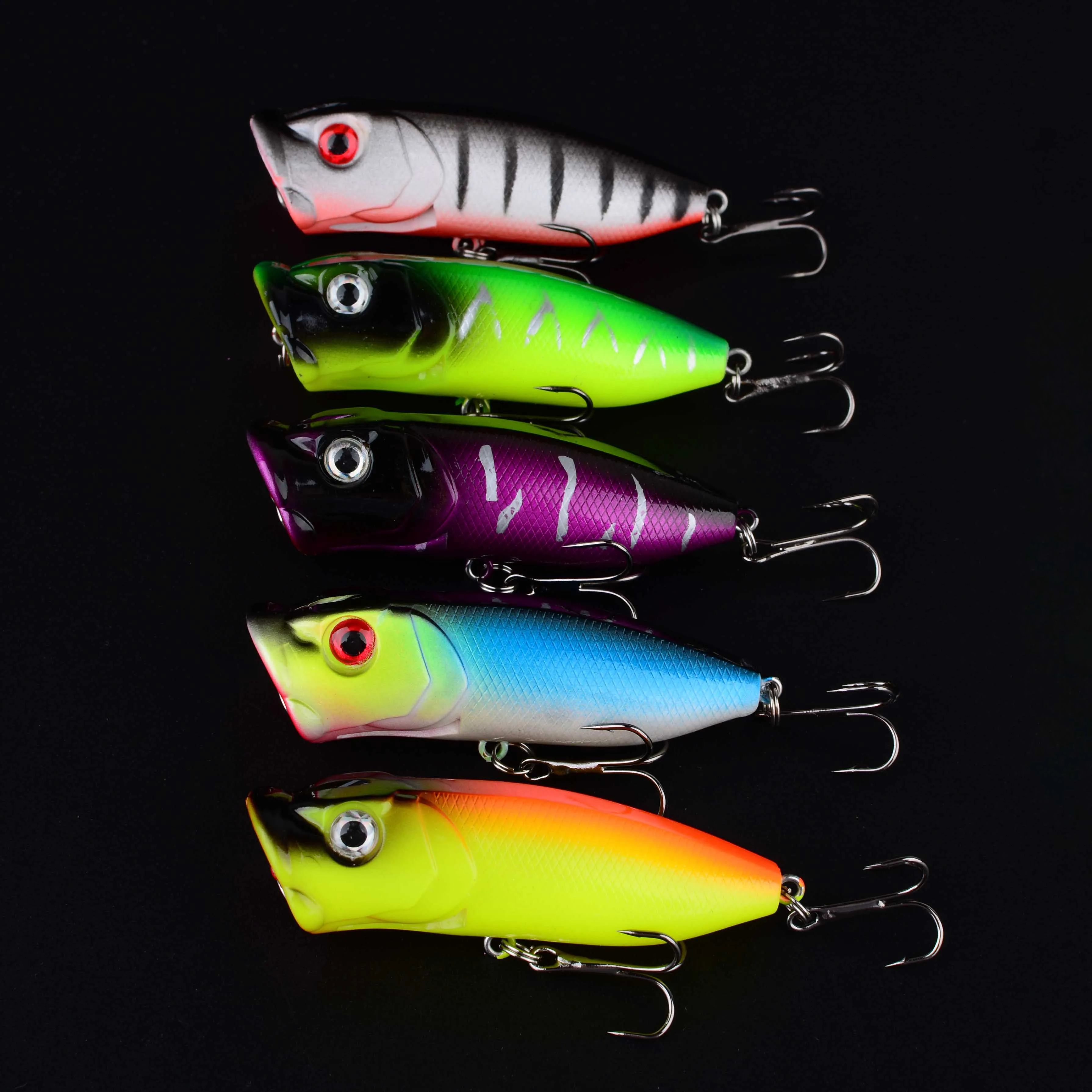 Popper superficie señuelo de pesca duro wobbler con anzuelos - imagen 4