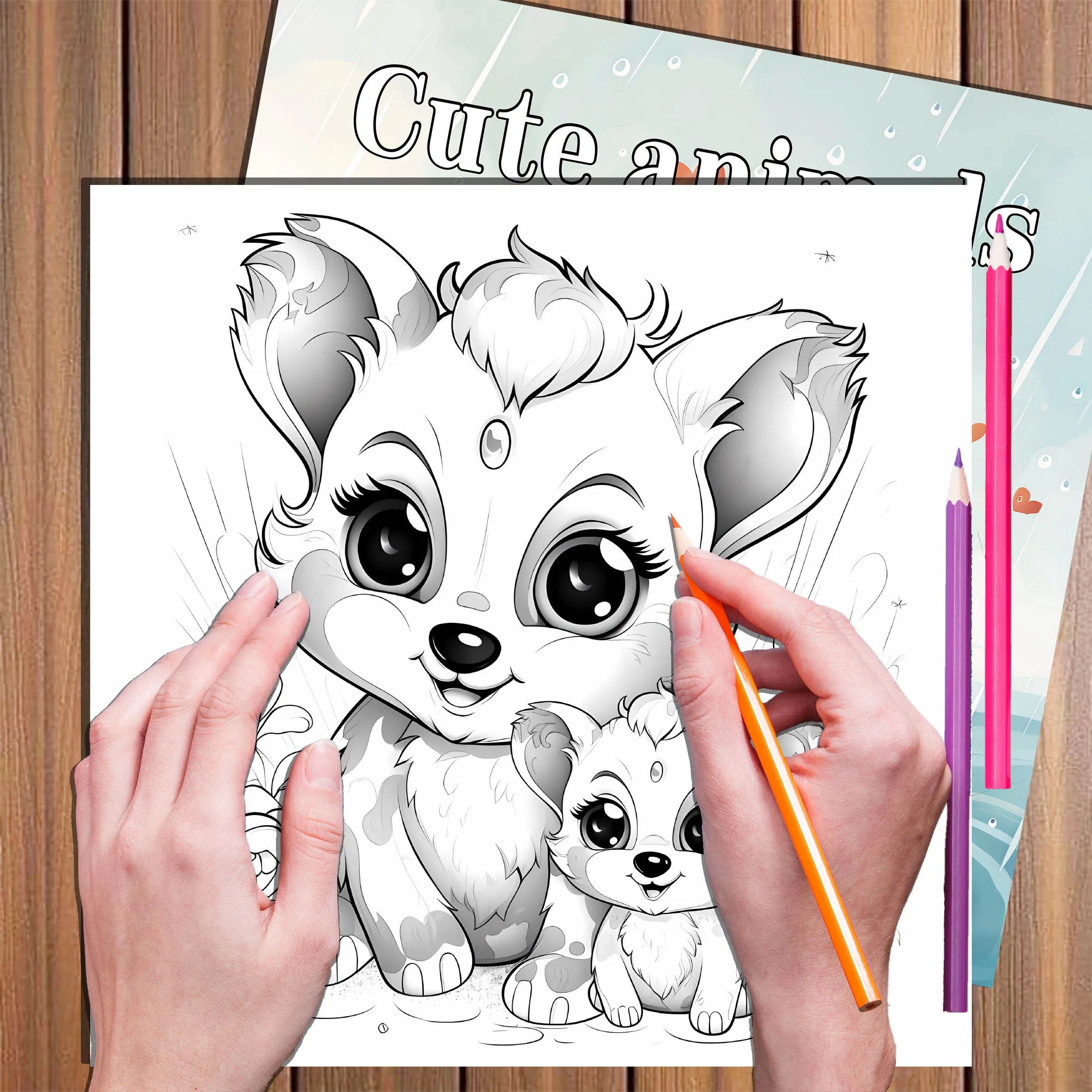 Cute Animal Adult Picture Book – 20 Pages of Adorable Animal Line Art for Relaxation and Color Practice