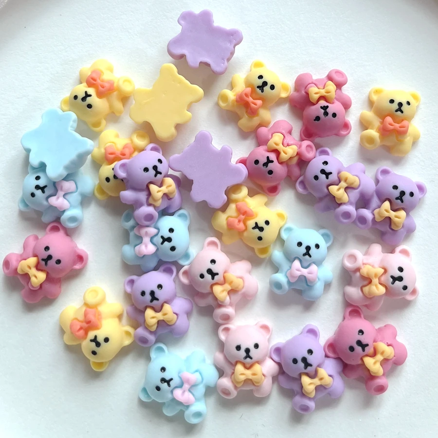 30Pcs New Cute Resin Mini Cartoon Little Bear Flat back Cabochon Scrapbook Kawaii DIY Embellishments Accessories