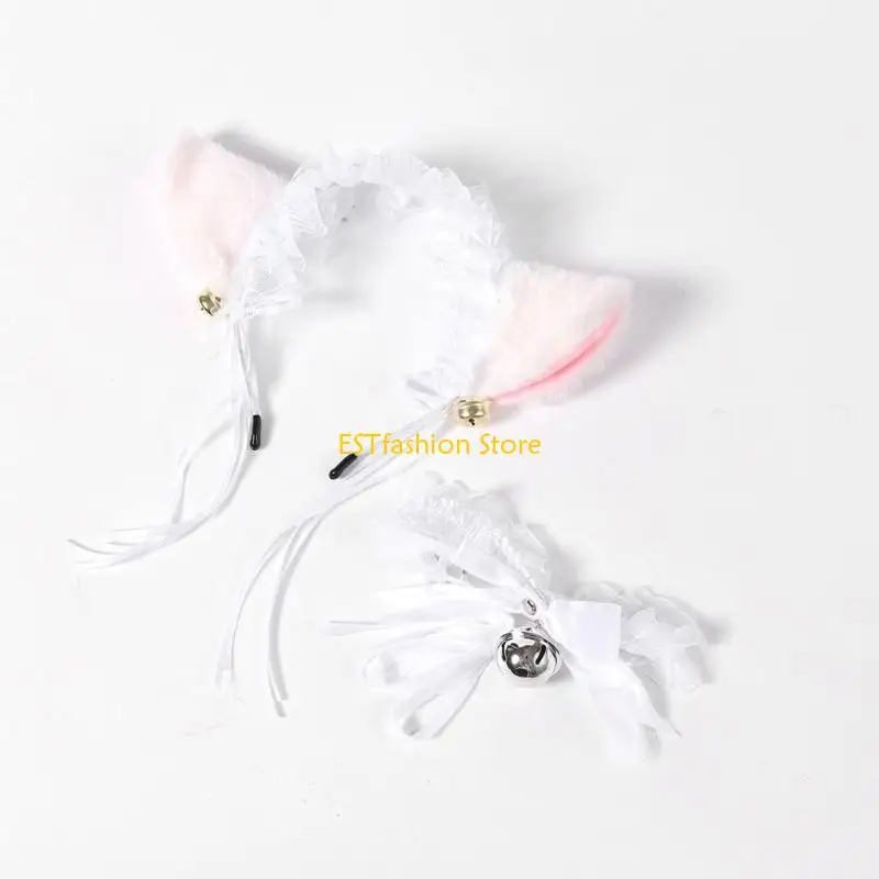 

Y5GC Cats Cosplay Outfits with Cats Ears Headband Bells Necklace for Cosplay Party
