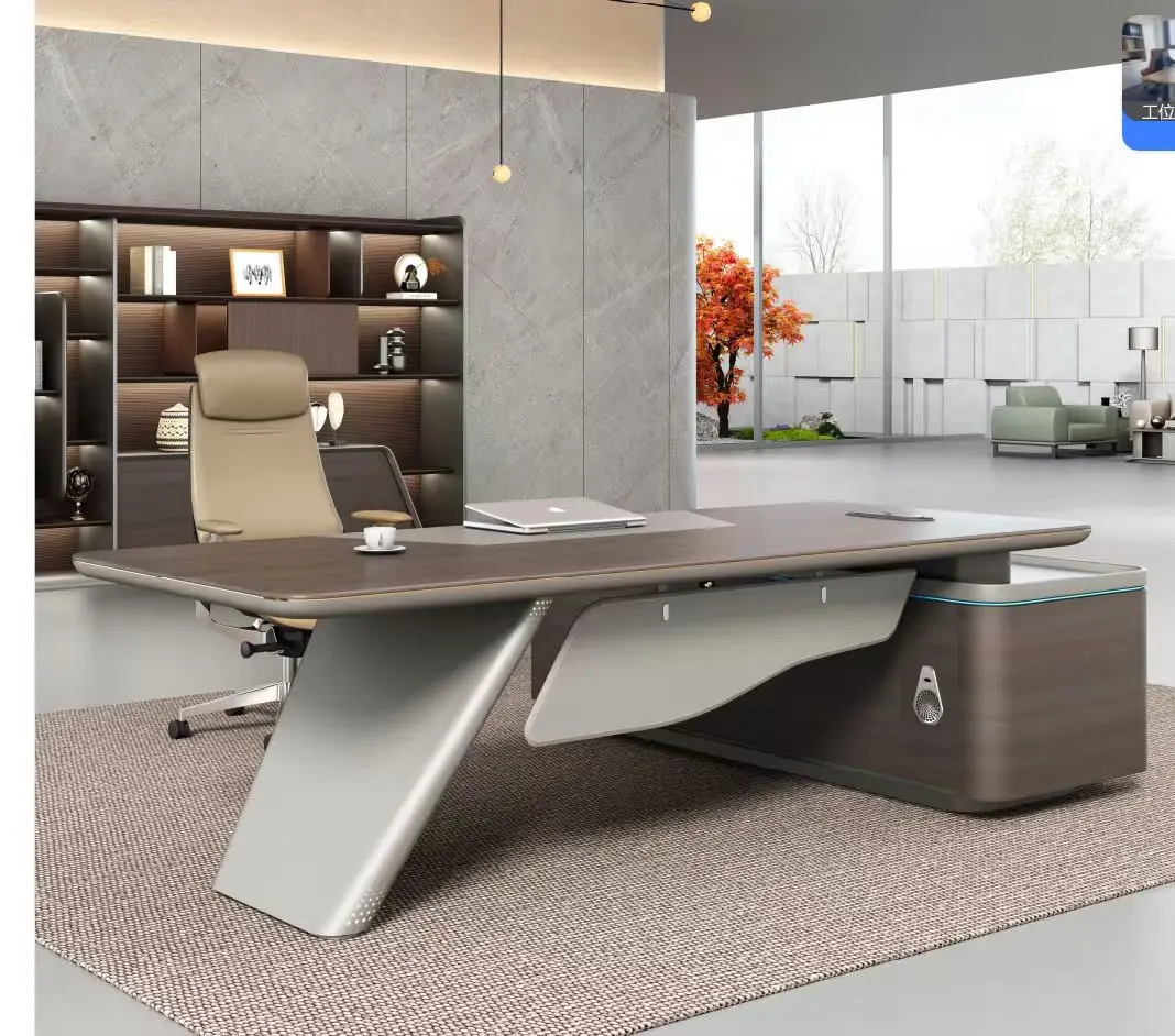 Office Furniture L-shaped Modern Boss Table CEO Manager Executive Desk With Cabinet Wholesale Luxury Design