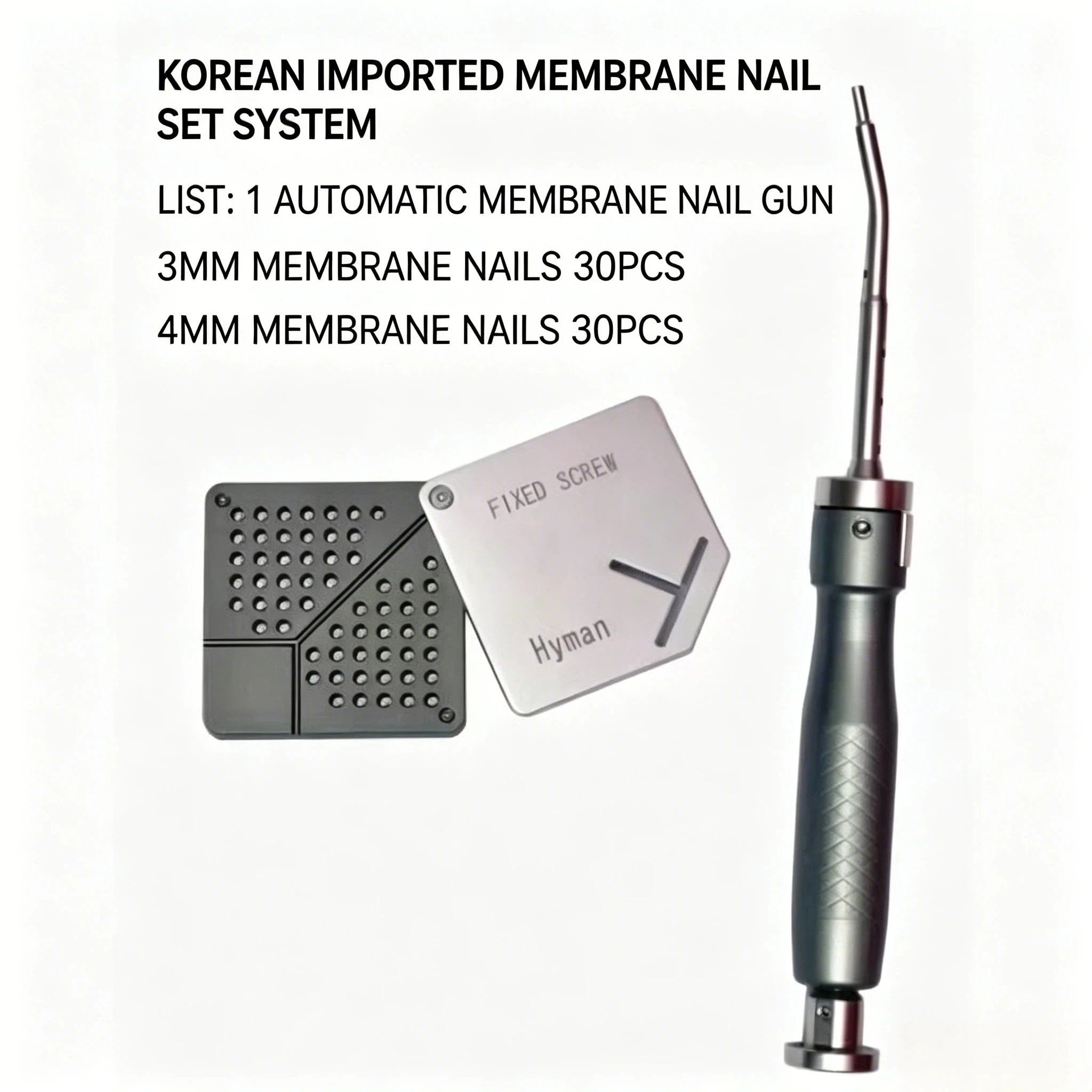 

Dental Membrane Tack Gun Set, GBR Bone Regeneration Tool Kit with 3mm/4mm Tacks for Oral Implant Surgery