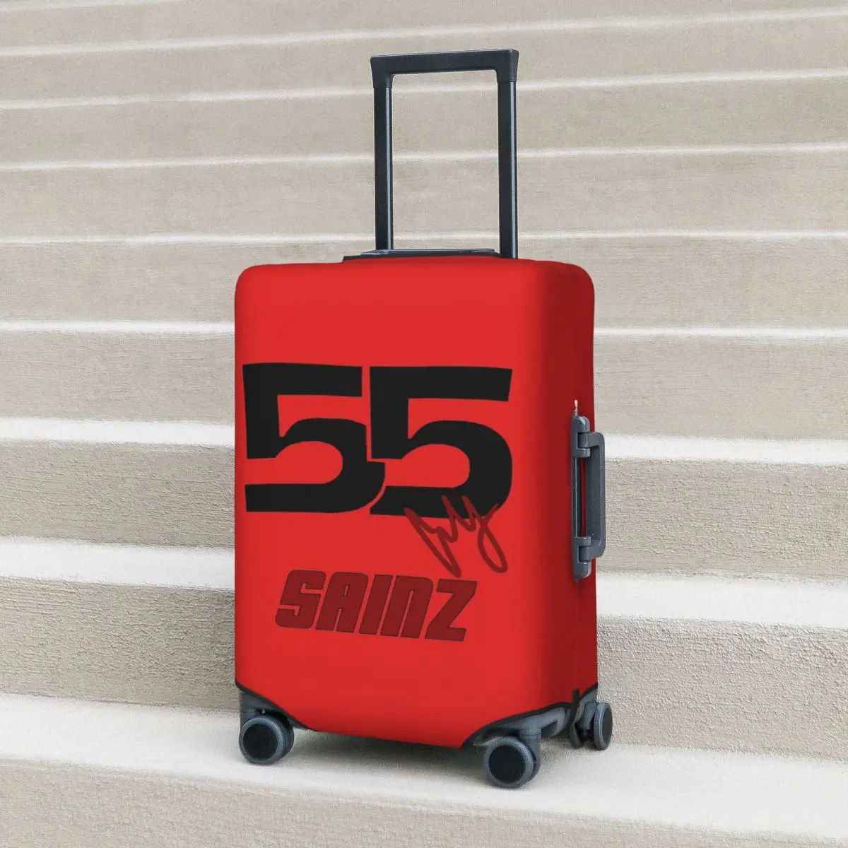 

Carlos Sainz Jr F1 Signature Graphic - Dark Suitcase Cover Protection Elastic Travel Luggage Protector Covers for 18-32 Inch