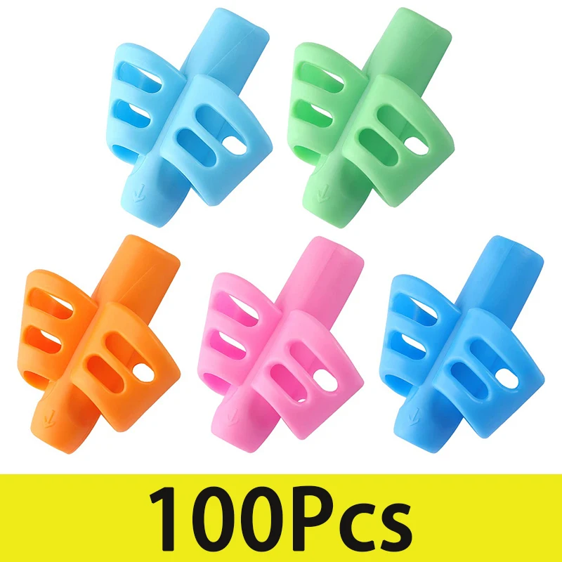 100Pcs Correct Pen Grippers Pencil Silicone Writing aids Writing Training Device Trainers Equipment Auxiliary Tool