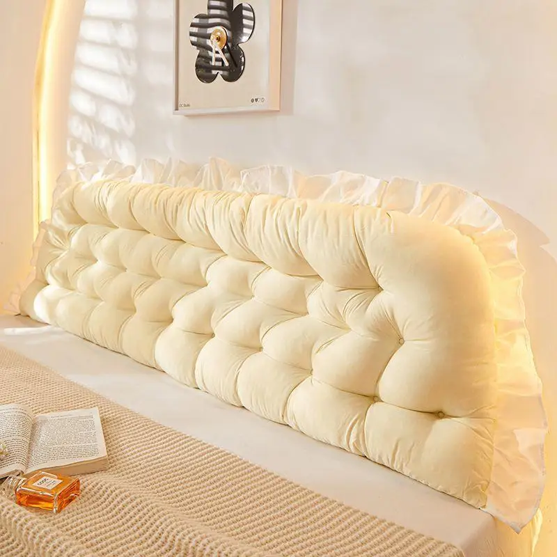 Korean Princess Style Bedside Pillow Soft Pure Color Sofa Pillow Reading Pillow for Girls Student Pillow Home Textile