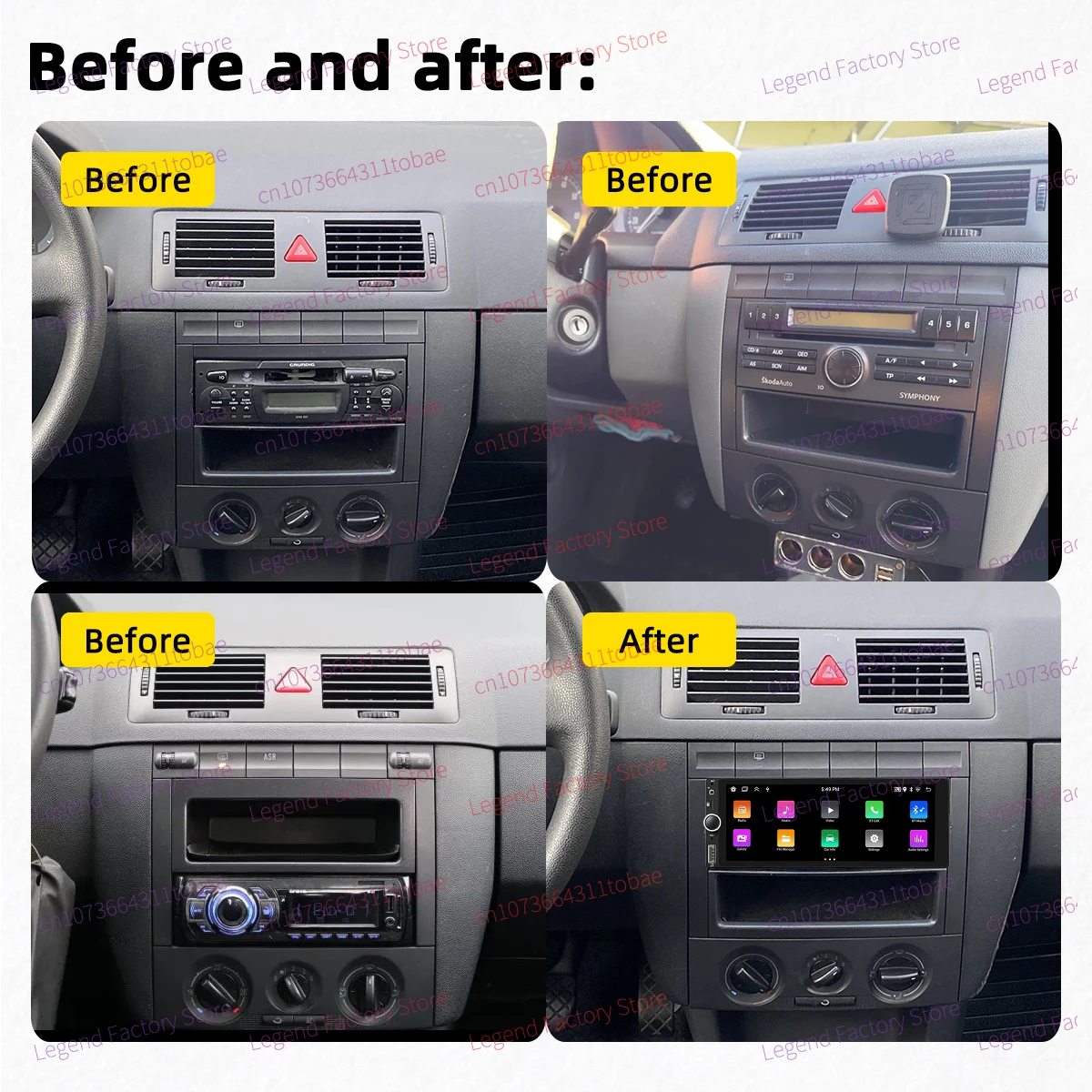 Carplay أندرويد السيارات 1 الدين راديو أندرويد لسكودا فابيا 1 I MK1 2000-2007 6.86 "شاشة سيارة الوسائط المتعددة رئيس وحدة GPS BT WIFI