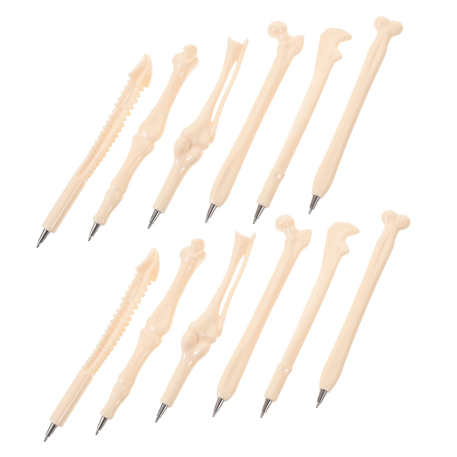 12Pcs Bone Design Ballpoint Pens Blue Ink Smooth Writing Portable Creative Writing Pens Office School Supplies Halloween Party