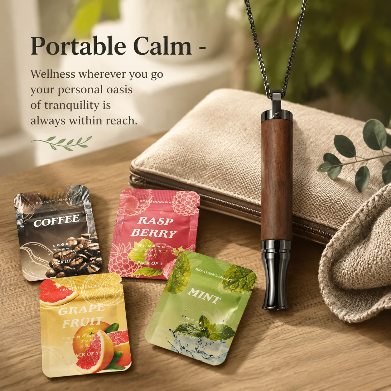 Aromatherapy Premium Meditation Necklace 304 Stainless Steel-Removable Scented Pendant With Fruit/Refill Mindfulness Breath