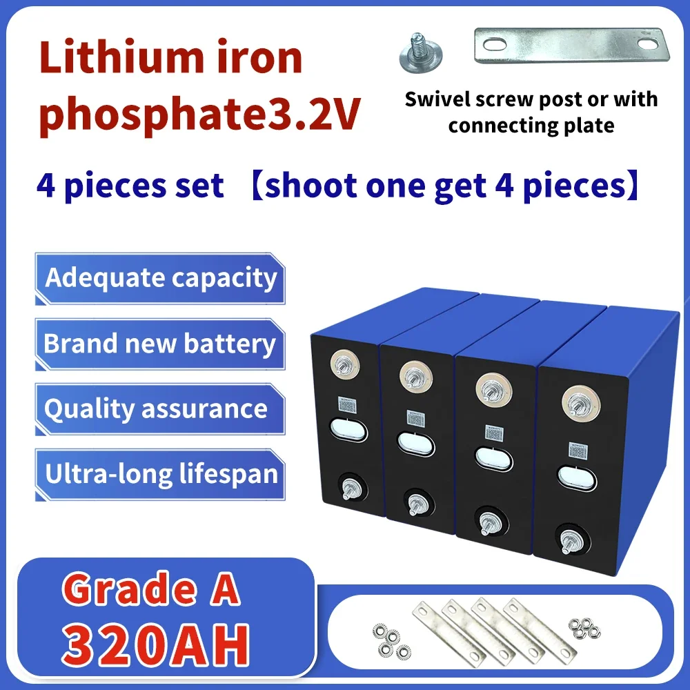 Grade A 8000 cycle 320Ah Lifepo4 Battery 3.2V Lithium iron phosphate Rechargeable Cell For DIY 12V 24V RV Solar Camping EU Stock