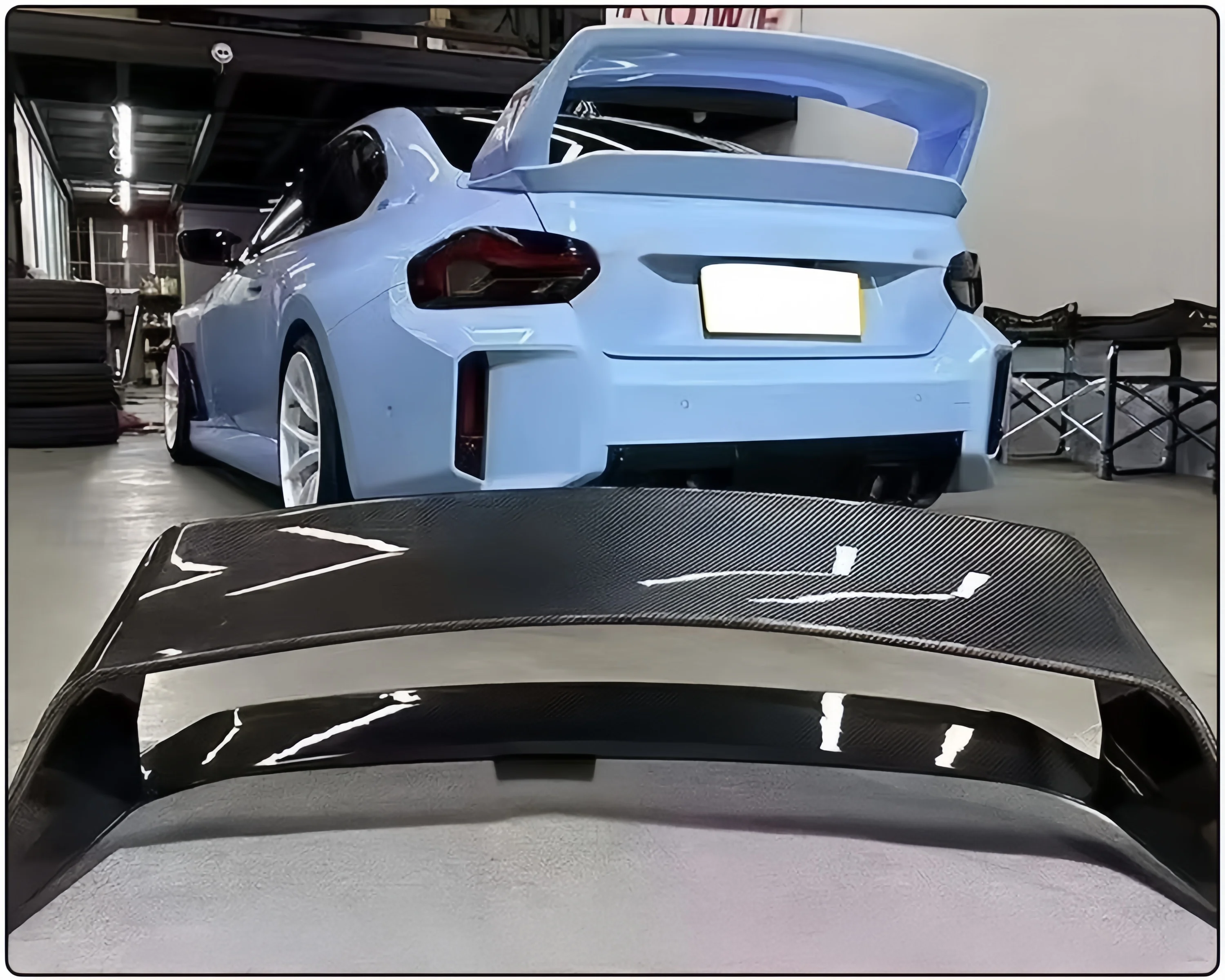 مصدات سيارة من ألياف الكربون عالية الجودة لعام 2023 مناسبة لسيارات BMW M2 G87 من ألياف الكربون المعدلة Alpha-N جناح الذيل بطبقة مزدوجة