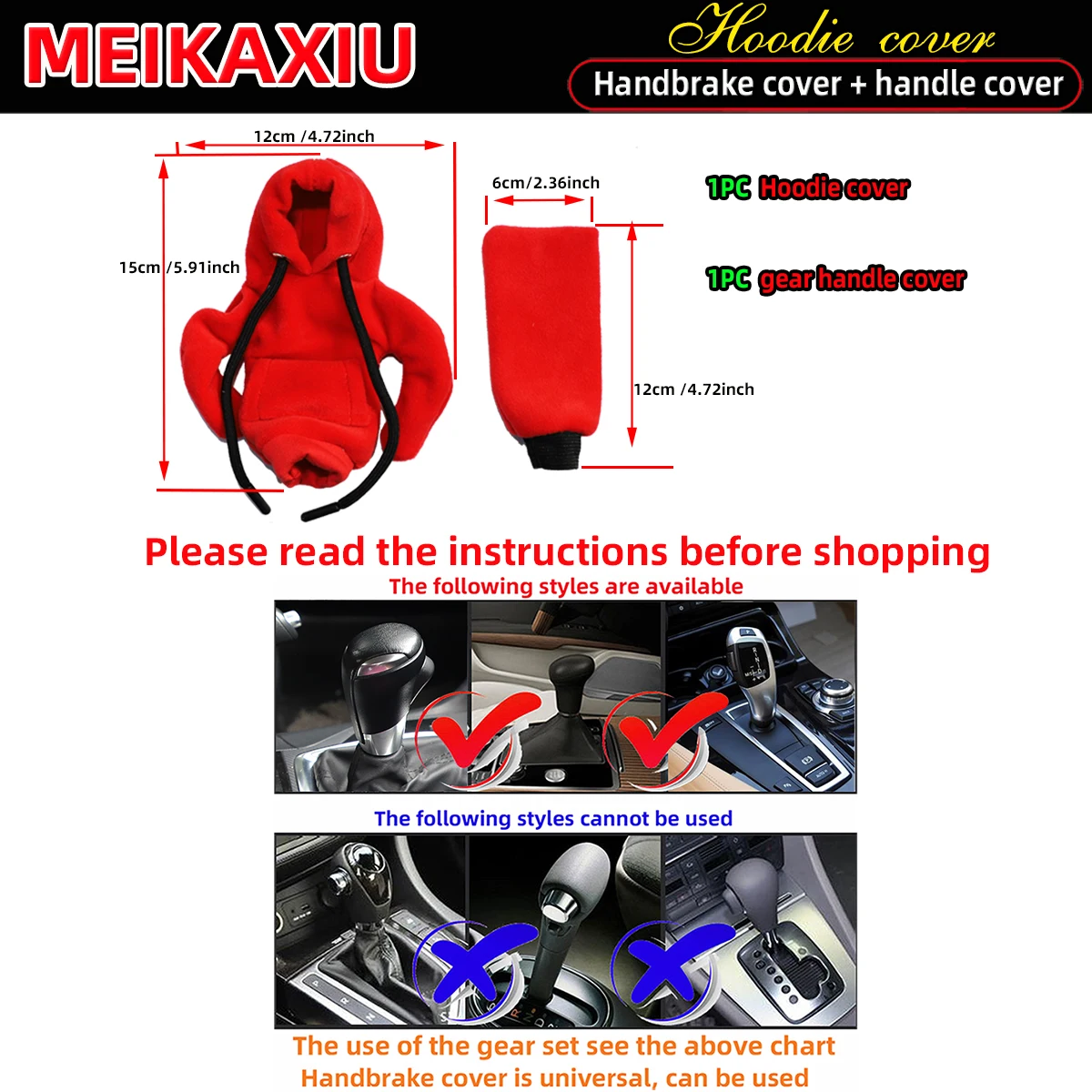 Cute plush small hoodie cover for car gear shift knob, handbrake cover, car interior accessories, women's manual gear shift