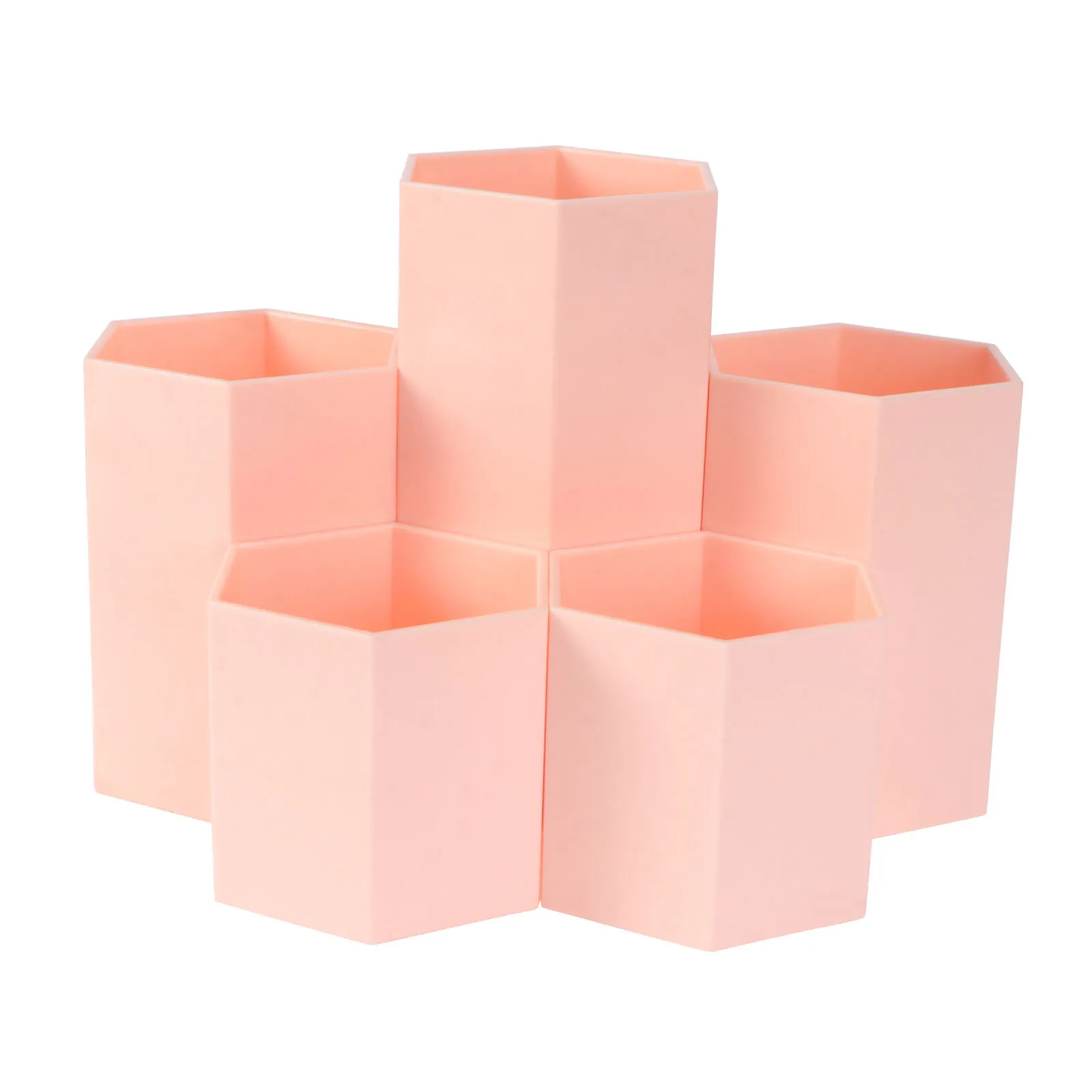 

Decorative Pen Container Desktop Brush Pot Hexagon Storage Box Pen Holder For Office School Stationery Organizer Plastic