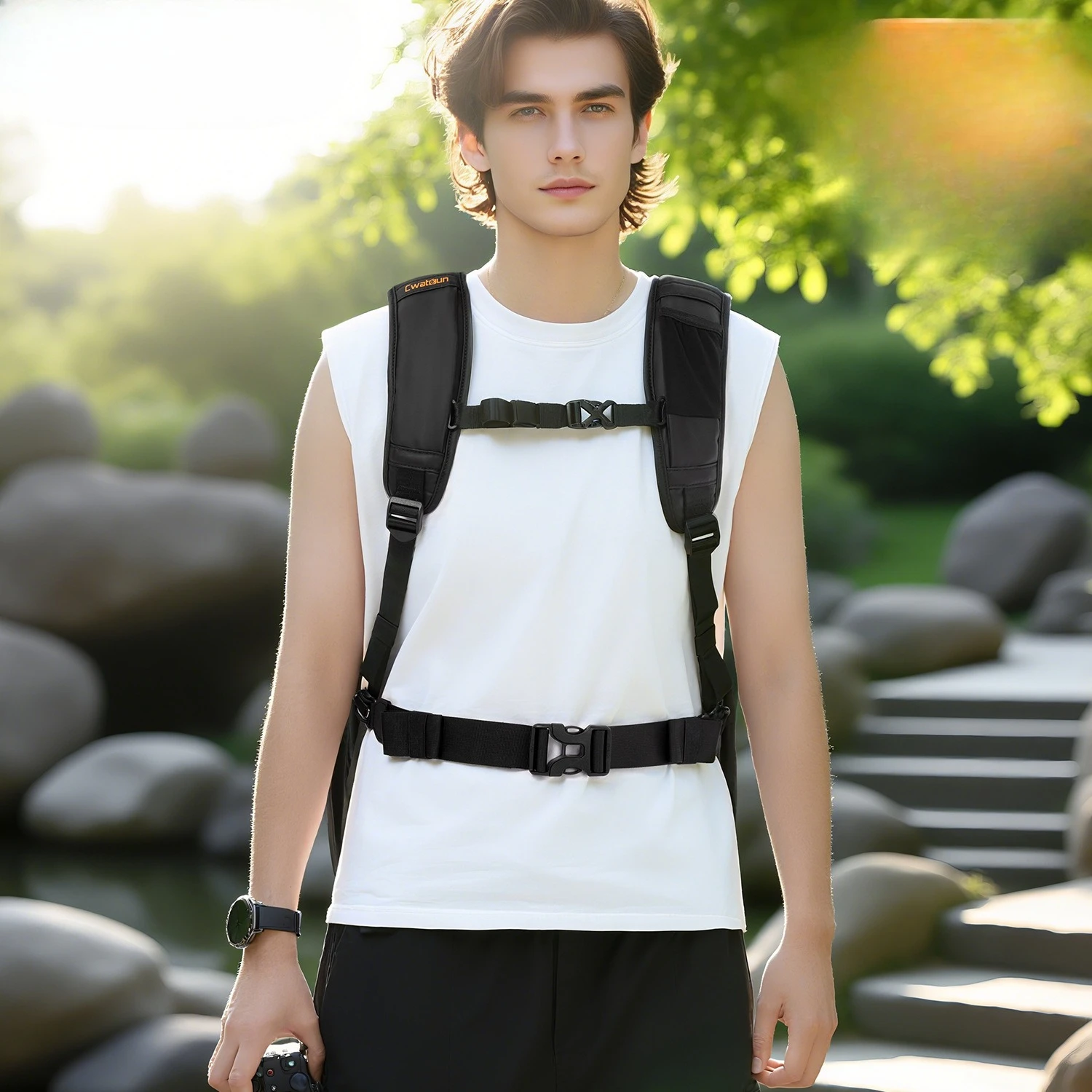 Backpack burden reduction belt, outdoor portable photography accessories polyester safety and comfort decompression belt