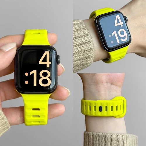 Correa de silicona para Apple Watch Band Ultra 2 49mm 45mm 40mm 44mm 42mm 46mm 41mm pulsera deportiva suave iWatch Series 10 9 8 7 SE 6 5