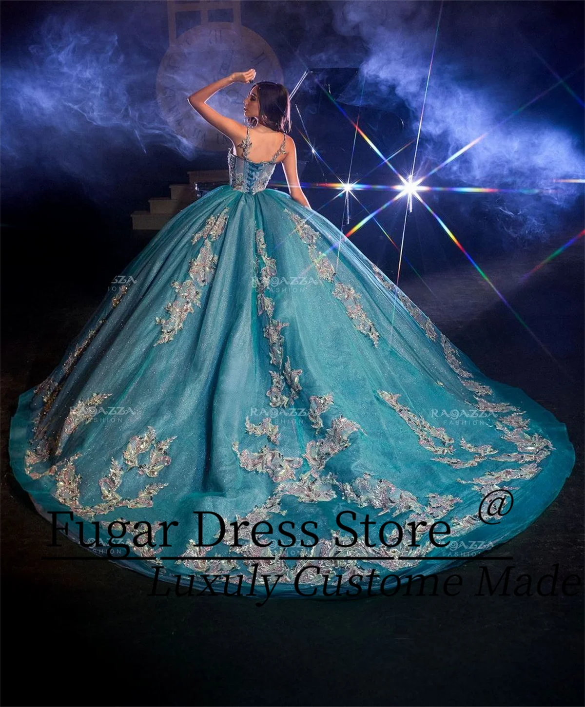 Jade Princess Quinceanera Sukienki Zroszony bez ramiączek suknia balowa z długimi rękawami Odpinany pasek na ramię bez rękawów Vestidos para niñ