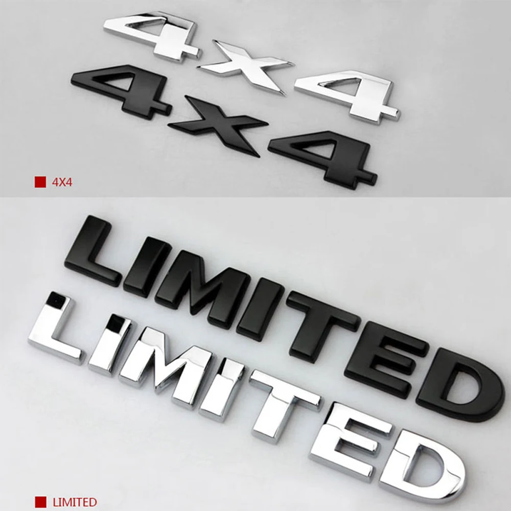

1Set 3D Chrome Car Stickers 4x4 LIMITED Tail Emblem Badge Decals Car Body Sticker for Jeep Grand Cherokee Wrangler Ford