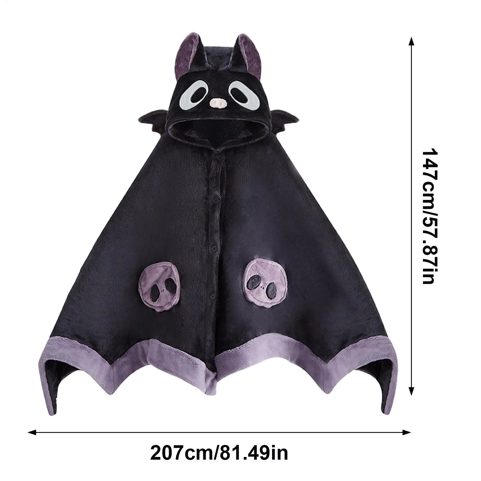 1pc Kawaii Cartoon Winter Bat Blanket Plush Pajamas Anime Cloak Costume Halloween Cloak for Adults Ponchos Women Hooded Cape view 6