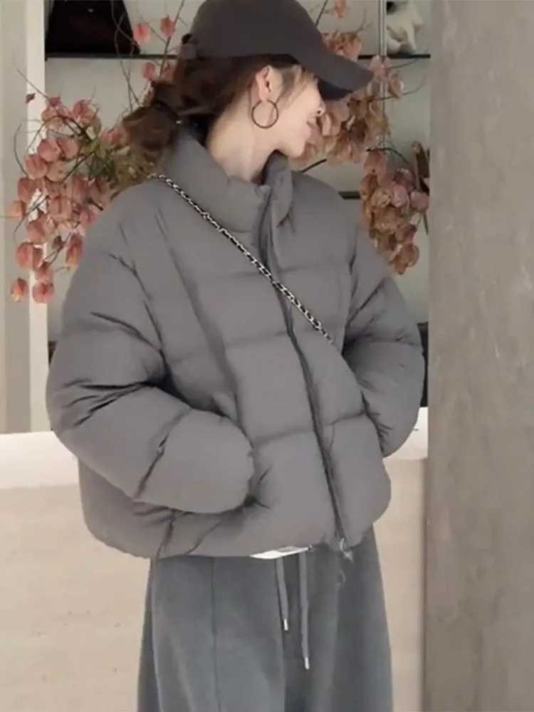 

Korean Sle Faion Thiened High-End Feeling Cotton Jaet Women Winter New Small Batch Unique Collar ort Cotton Coat